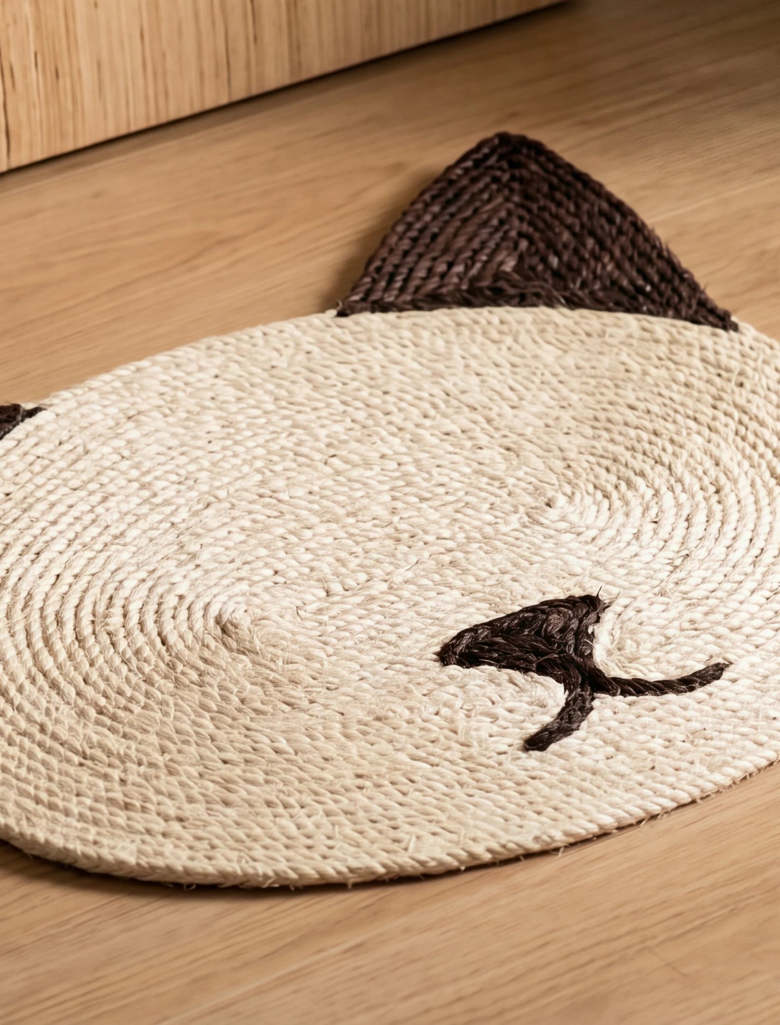 Arranhador circular de sisal com desenho de gato